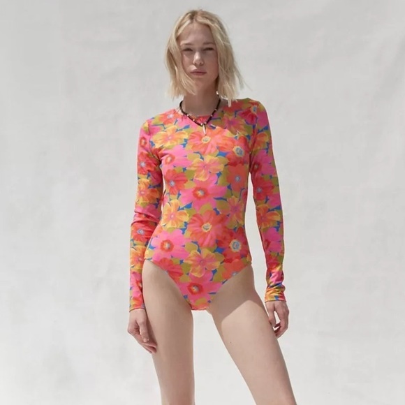 Billabong Other - NWT Billabong Sunny Coast Floral Long Sleeve One-Piece Swimsuit